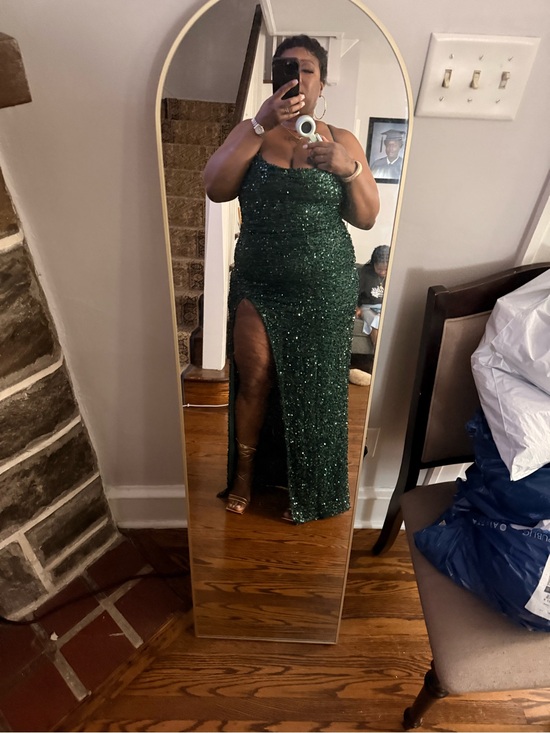 Fashion Nova Dresses & Skirts - Fashion Nova Dark Green Sequin Maxi Dress with High Slit